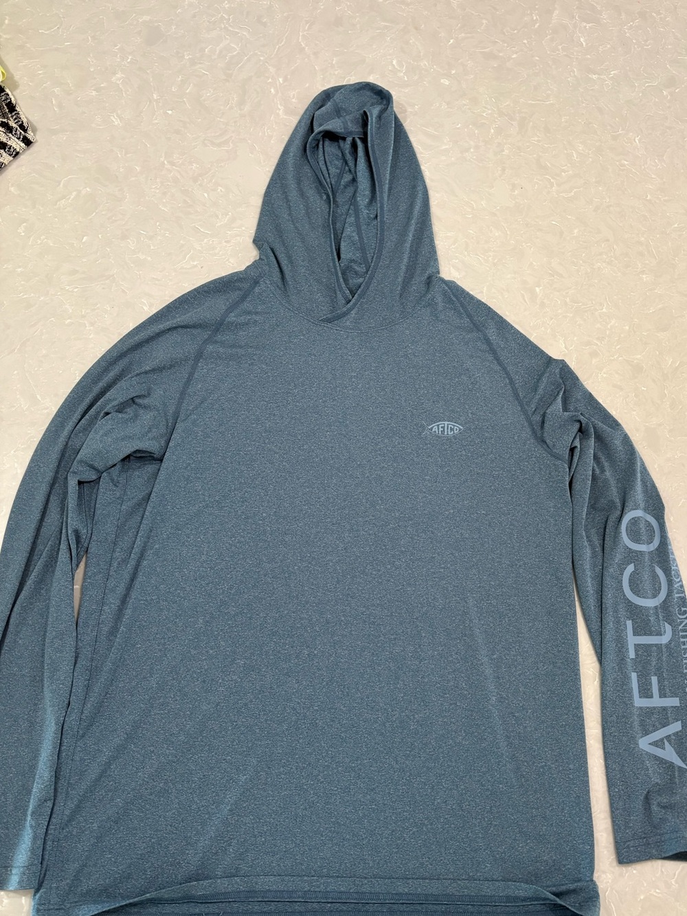 AFTCO Men's Hooded Long-Sleeve Performance Shirt — Slate Gray Blue